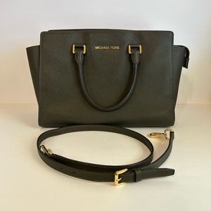Michael Kors Purse Dark Olive Green Handbag With Adjustable Strap